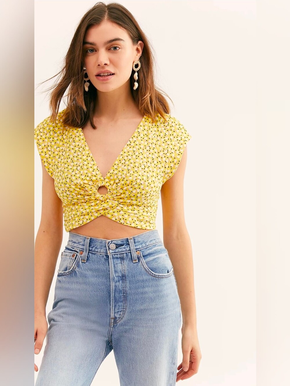 Free People Havana Honey Printed Top Size M